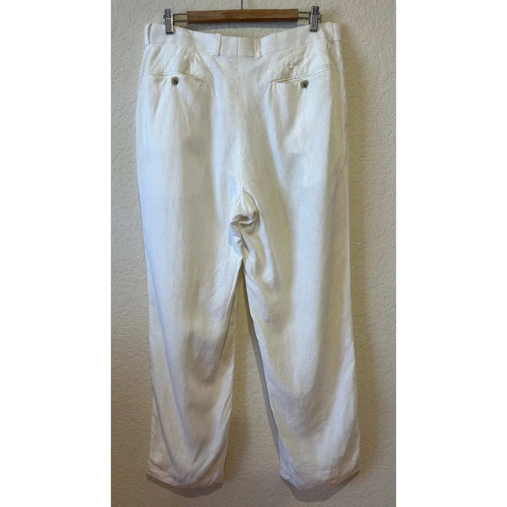 Mens Linen 2 pc Suit 42R/36R Tropical Summer 3 Button Relaxed Fit Lightweight